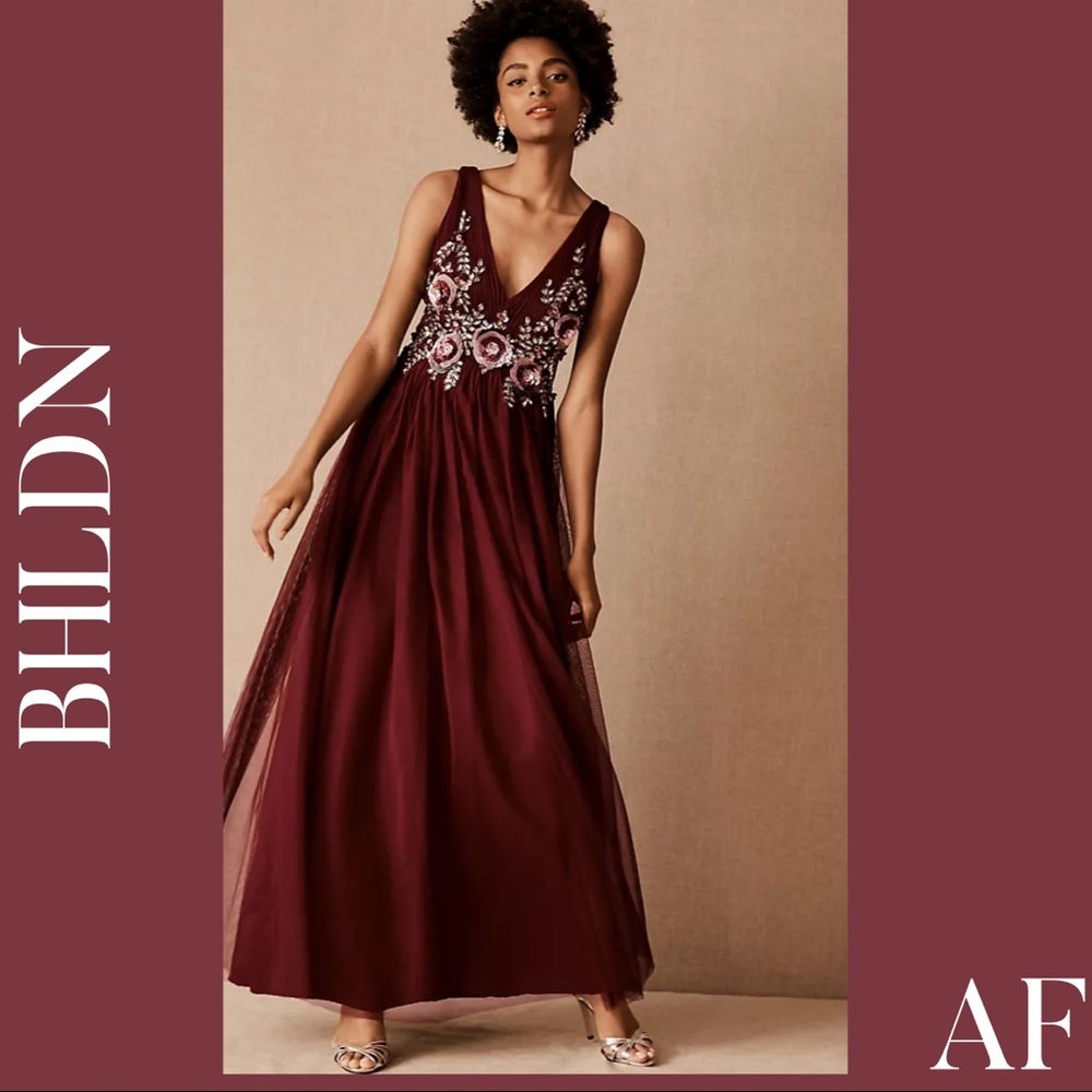 BHLDN ISABEL Mother of the Bride Maxi Dress Wine New NWT
